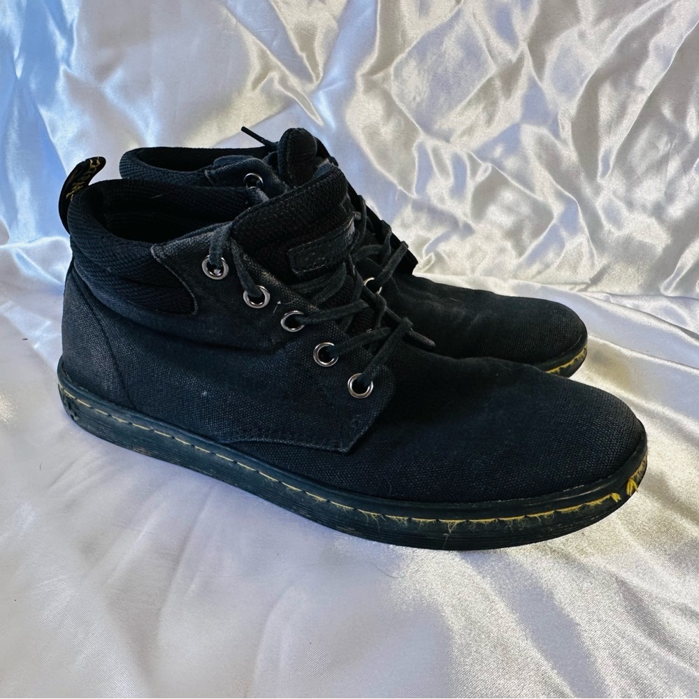 Doc Dr. Martens Belmont Ankle Boots Womens Size 7 Black Canvas 5 hole Airwair